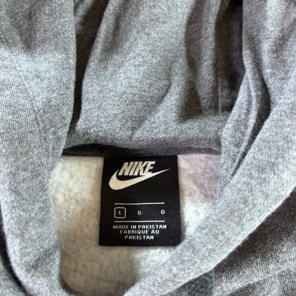 Nike Hoodie Mens Large Gray Just Do It JDI Graphic Fleece Pullover Sweatshirt
